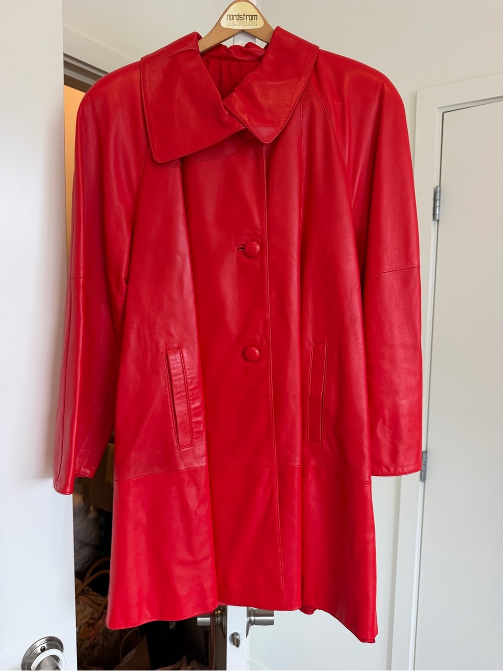 Athos Florence Italy Vintage Red Leather Women's Coat